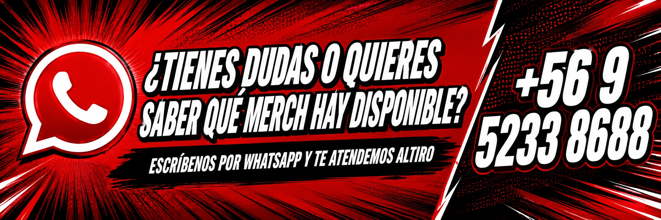 Consulta por WhatsApp la merch disponible al +56 9 5233 8688