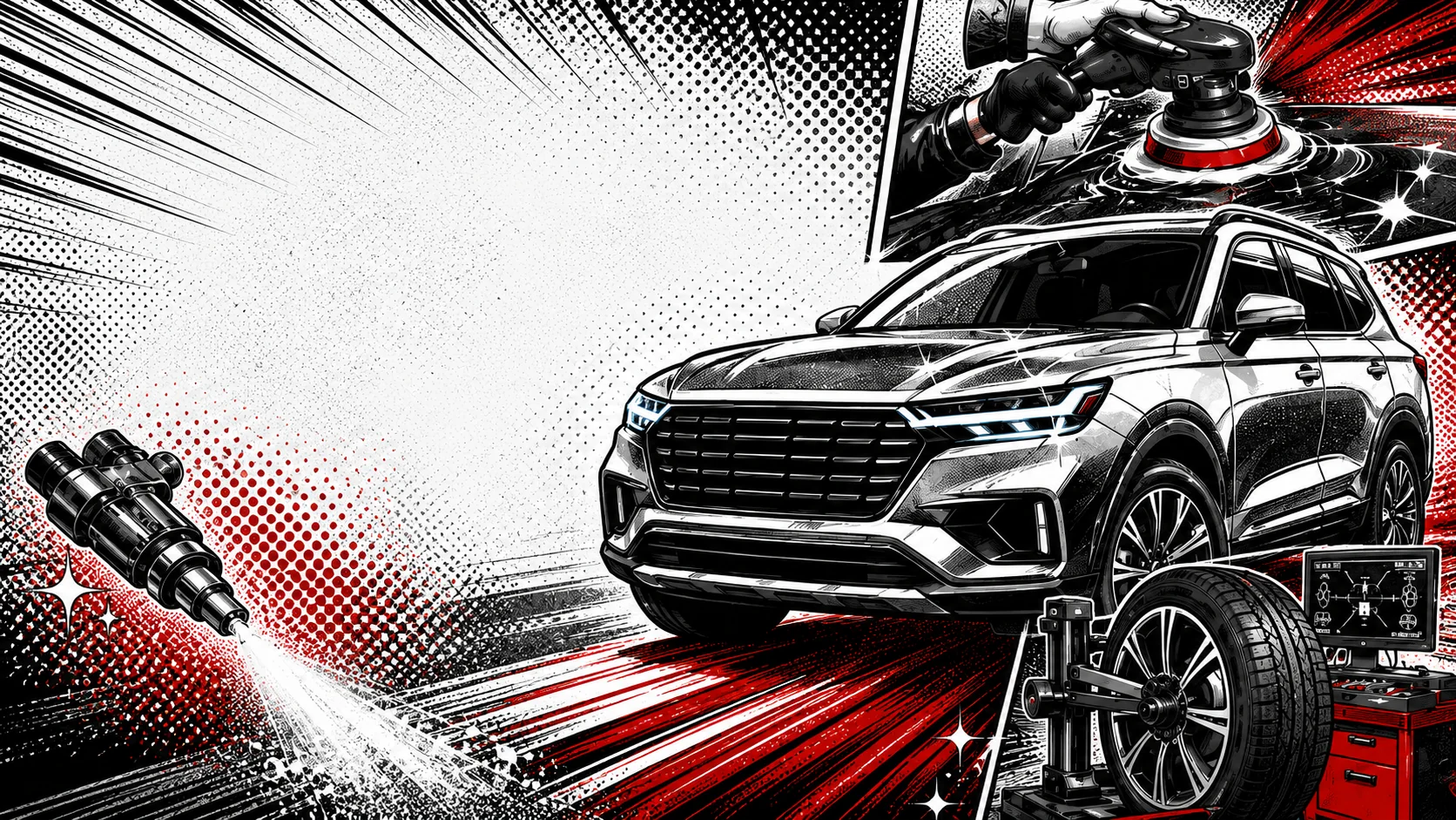 SUV con servicios de pulido, alineación y limpieza de inyectores